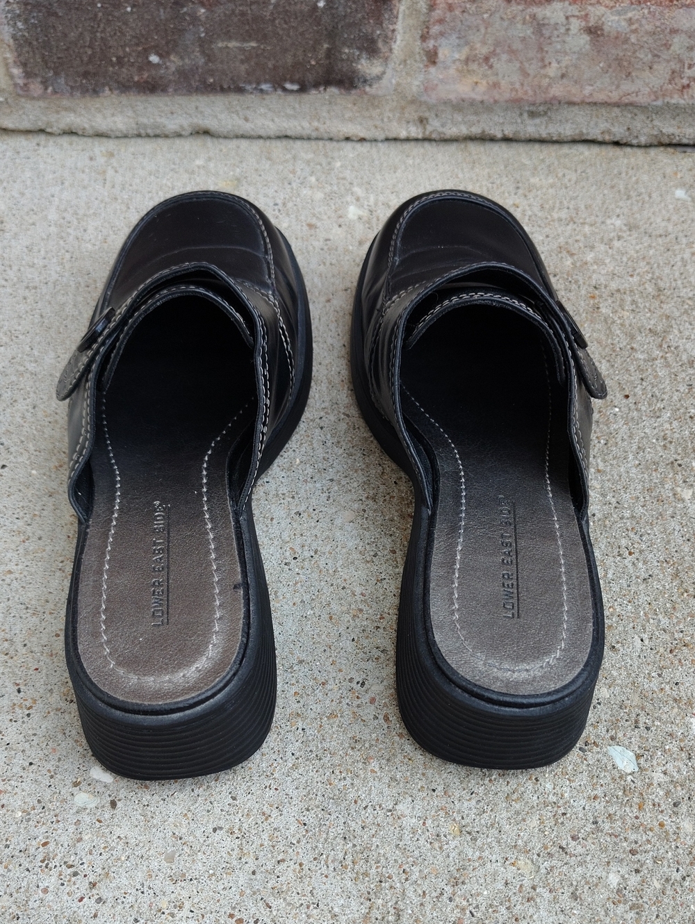 Vintage Lower East Side Faux Leather Square Toe Loafers Size 8 Chunky Heels 90s - Picture 6 of 16